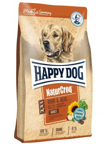 Happy Dog Naturcroq Beef/Reis 1kg για ενήλικους σκύλους με ευαίσθητο πεπτικό