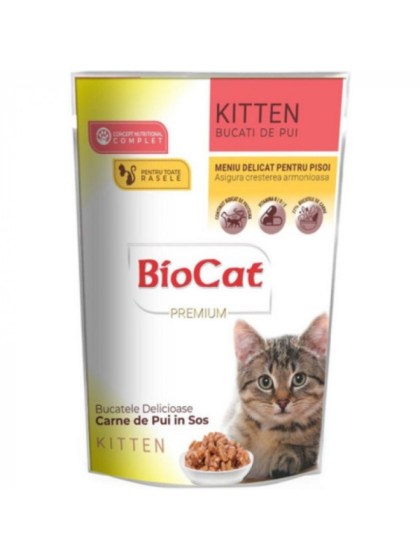 Bio Cat Kitten Cat Food Chunks with Chicken in Gravy 85gr