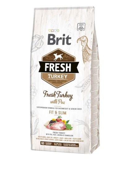 Brit Fresh Turkey – Light & Senior All Breed 12kg Ολιστική Τροφή για Υπέρβαρους & Υπερήλικους Σκύλους
