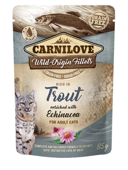 Carnilove Cat Pouches Trout enriched with Echinacea 85gr