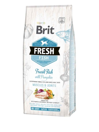 Brit Fresh Fish-Adult Large Breed 12kg Ολιστική Τροφή για Ενήλικους Σκύλους Μεγαλόσωμων Φυλών