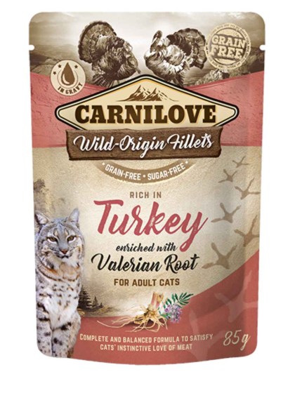 Carnilove Cat Pouches Turkey enriched with Valerian Root 85gr
