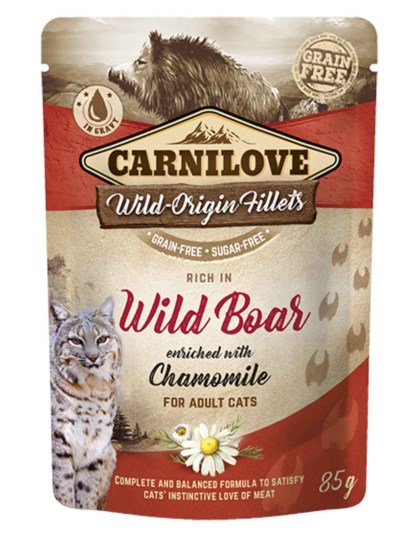 Carnilove Cat Pouches Wild Boar enriched with Chamomile 85gr