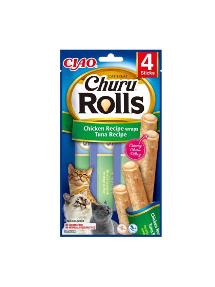 Inaba Churu Rolls γεμιστά Sticks για Γάτα με Κοτόπουλο και τόνο 40gr